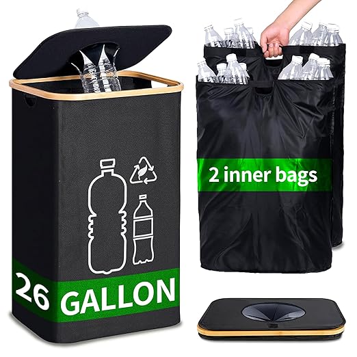100L Large-Capacity Recycling Bin with Removable Bag–Ideal for Sorting and Storing Bottles and Glass Waste. Sturdy, Durable, and Perfect for Efficient Recycling Management.