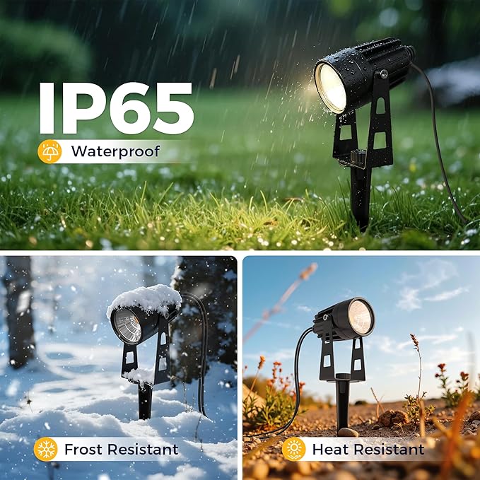 L LOHAS LED RGB Dusk to Dawn Low Voltage Landscape Lighting, Christmas Outdoor Spotlight with Transformers&Remote Control, IP65 Color Changing Timing Plug in Spotlights for Yard Backyard Pathway 6Pack