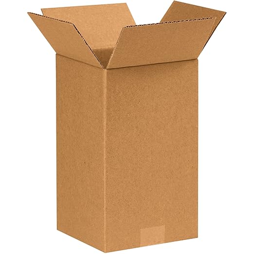 BOX USA 7x7x12 Tall Corrugated Boxes, Tall, 7L x 7W x 12H, Pack of 25 | Shipping, Packaging, Moving, Storage Box for Home or Business, Strong Wholesale Bulk Boxes