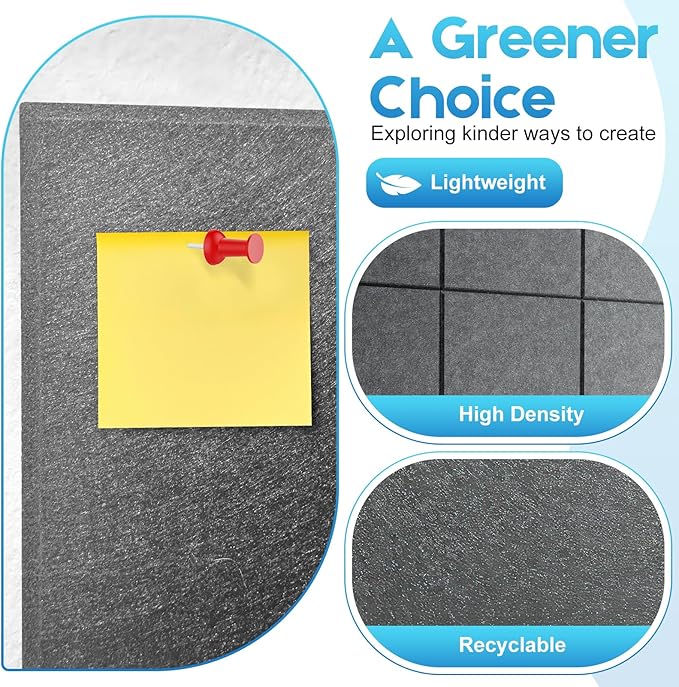 Large Cork Board for Wall 47"x 35", 12 Pack Grey Bulletin Board, Felt Wall Tiles with 72 Safe Removable Adhesive Tabs, 60 Push Pins, Cork Boards for Home Office Pin Board Tack Board