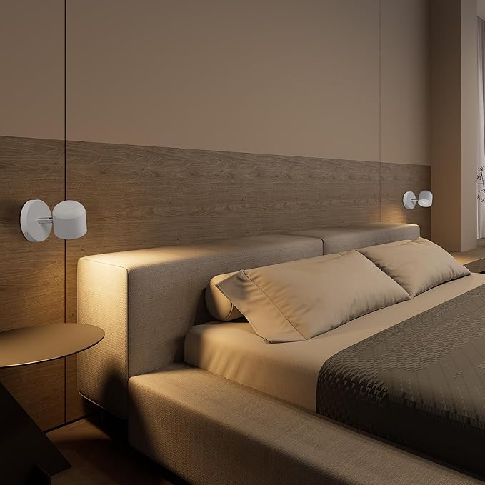 Aisilan 7W Modern Adjustable Wall Sconce Bedside Wall Light LED Wall Reading Lighting Warm White Ceiling Spot Accent Light for Bedroom Corridor Gallery and Living Room 3000K