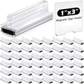 Thyle 48 Pack Magnetic Sign Holder Grip Holder, Powerful Magnet, 3" Length, 1" Width, 1" Total Height for Retail Wall Display Store Vendor Event Warehouse and Shop Supplies, Clear