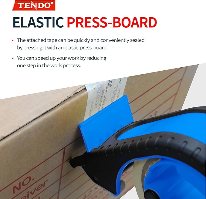 Heavy Duty Shipping Tape Dispenser: TENDO° Premium Line – Reusable, Replaceable, Eco-Friendly 2’’ Master Piece Dispenser for Pros with Patented 10° Sloped Chromium Blades - P-2200 (4th Gen.)_SkyBlue