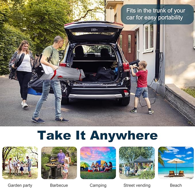 MASTERCANOPY Durable Pop-up Canopy Tent with 1 Sidewall (8'x8',Black)