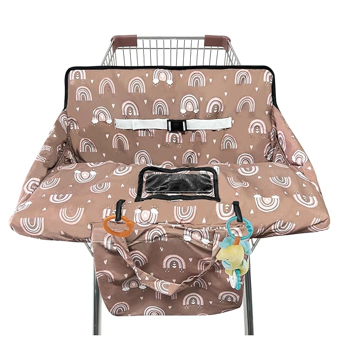 Shopping Cart Cover for Baby,2-in-1 High Chair Cover with Portable Cloth Bag,Cart Seat Pad for Babies Grocery Cushion Cover Restaurant,Suitable for All Supermarkets