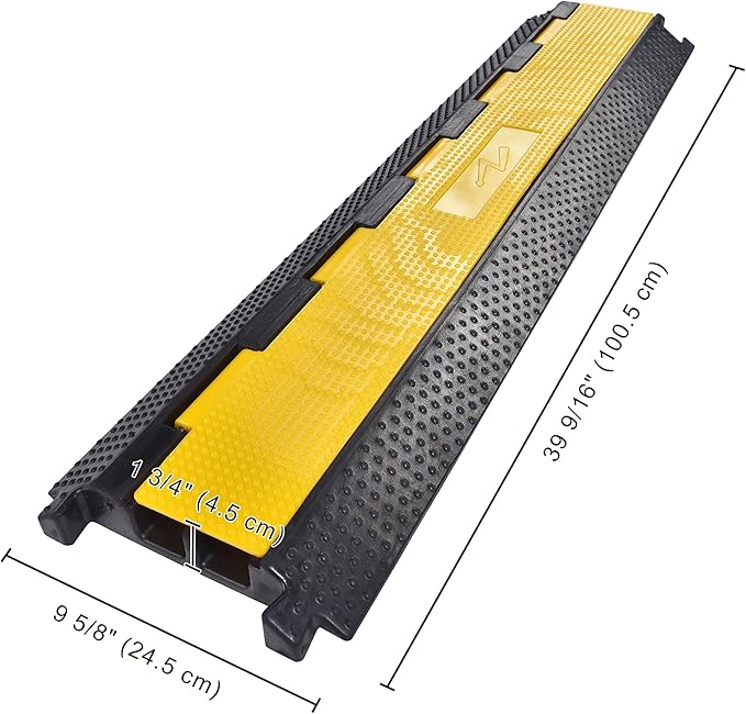 Yescom Cable Ramp Protector 2 Channel Garden Hose Protecitive 22000 Lbs Load Capacity Heavy Duty Speed Bump for Road Driveway Walkway