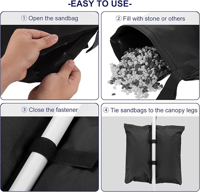 PATIKIL 17" x 16" Canopy Weight Sand Bags, 4 Pieces 600D Oxford Waterproof Leg Weights Sand Bags for Outdoor Canopy Tent Sun Shelter Patio Ladder, Black