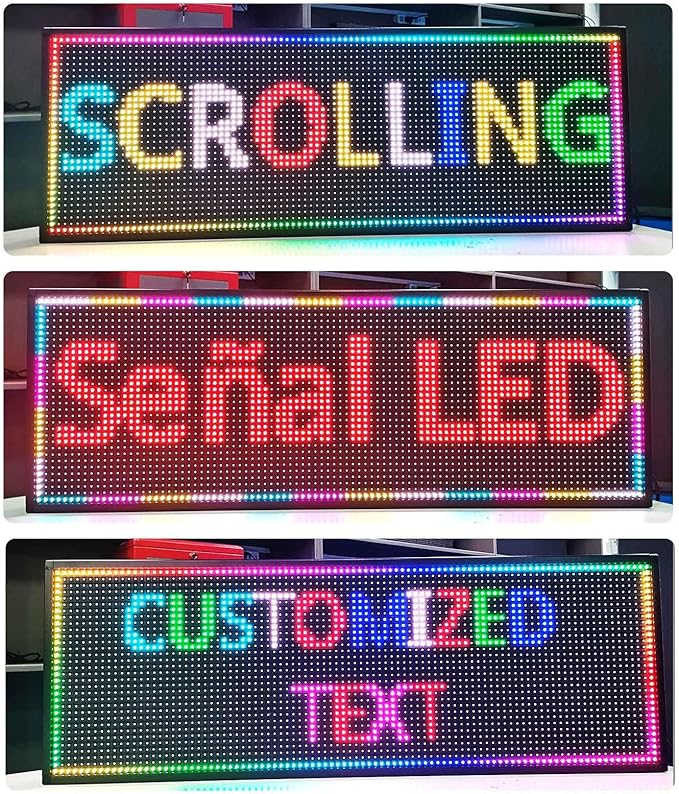 HS Programmable Scrolling Led Sign, Outdoor Digital Display Messsage Board, Full Color High Brightness WIFI Control,Text Customable, for Business Store Restaurant Public(P10 39''x14'')