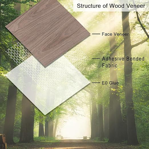 GSCIT Club 10 PCS Wood Veneer, 8 inch x 8 inch Birch, Oak, Maple, Walnut and Red Oak Wood Edge Banding Pre-glued Flexible, Veneer Tape Banding