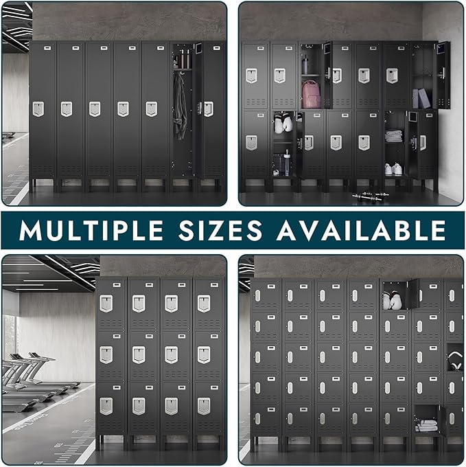 Metal Lockers - 66" Height Steel Lockers for Employees with 5 Door Storage Locker with Card Slot for Employees Gym School Home Office Garage - Assembly Required