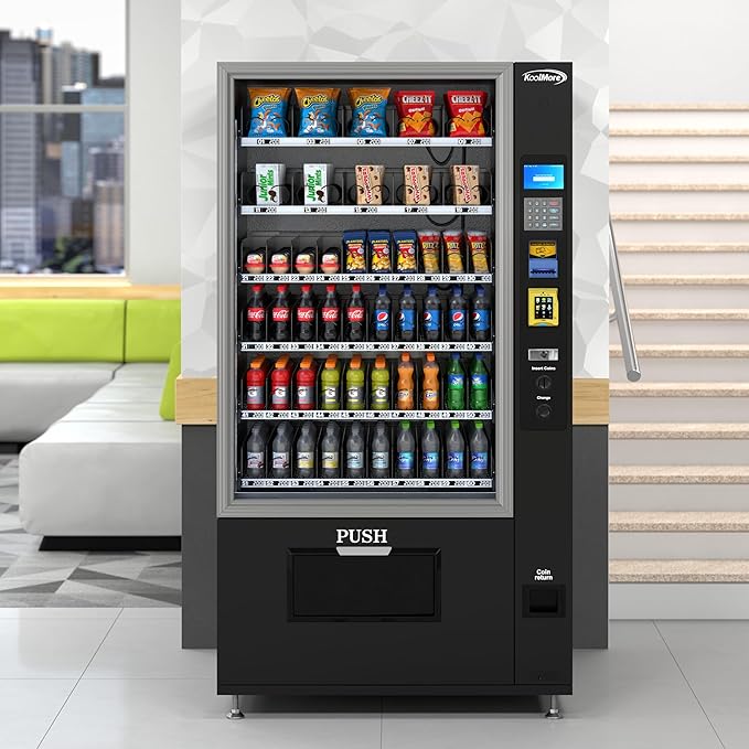KoolMore Refrigerated Snack Vending Machine with 60 Slots, Bill Acceptor and Credit Card Reader in Black (KM-VMR-40-BR)