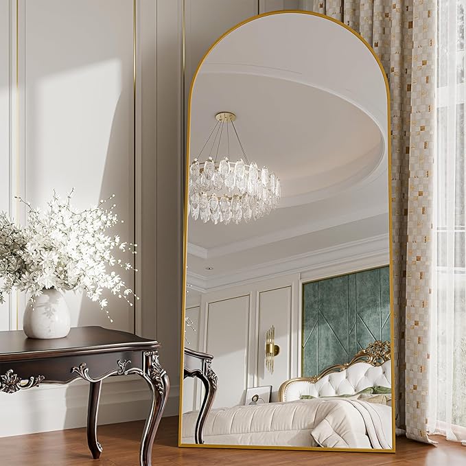 71"x30"Floor Mirror Full Length,Arched Full Length Mirror with Stand,Full Body Mirror,Hanging or Large Leaning for Bedroom Living Room Gold