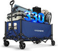 VIVOHOME Collapsible Wagon Carts, 330lbs 220L Utility Heavy Duty Foldable Wagons with Universal Wheels, Cup Holders & Side Pocket, Adjustable Handle, for Camping, Garden, Sports, Picnic, Shopping