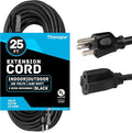 13 Amp Outdoor Extension Cord 25 ft, 16/3 SJTW 25 Foot Black Extension Cord 3 Prong, Weatherproof Exterior Power Cable for Outdside Lights & Lawn, UL Certified - US Veteran Owned