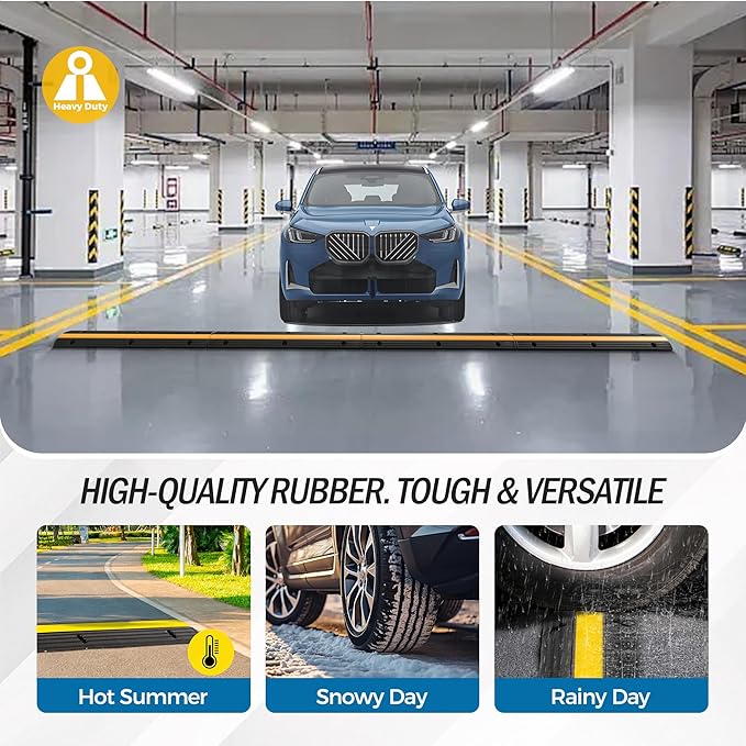 Cord Protector Driveway Ramp 39"×5.9"×1.2", 40000 lbs Heavy Duty Rubber Outdoor Extension Cable Wire Hose Cover 1 Channel Slow Down Speed Bump for High Traffic Driveway Road
