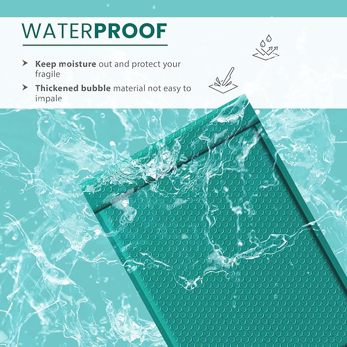 Green 10.5x16 Inch Poly Bubble Mailers #5 | Self Seal Large Padded Envelopes Air Cushioned Bubble Mailer | Usable Size 10.5x15 Inch | Waterproof Lightweight Mailing Shipping Bags | 100 Pack Bulk