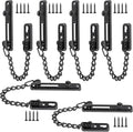 6 Pack Door Chain Lock, KINJOEK Stainless Steel Security Chain Guard with Spring Anti Theft Press Lock, Heavy Duty Polished Door Latch with Screws, Black
