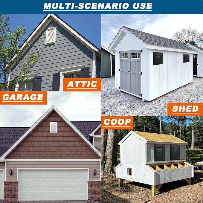 20"*20" Gable Vent,Aluminum Alloy Wall Vent Shed Vents,with Removable Strainer and 180 Degree Opening Angle.Ideal for Attic,Shed,Garage,Play House,Coop.[Inside Dimensions:17.7"w X 17.7"h]-White 2 Pack
