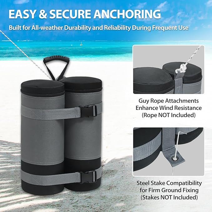 COOS BAY Canopy Weights Set of 4, 180 lbs, Sand Bags for Weight, Sandbag Weights for Canopy Tent Legs, 600D Heavy Duty Gazebo Weights, Sand NOT Included, Gray
