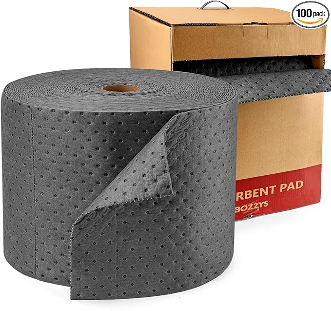 Universal Absorbent Pads Roll | 16"x20" Water Absorbent Mat 100-Pack | Industrial Spill Control for Liquids Leak(32 Gal/Box) | Oil Absorbing Rolls