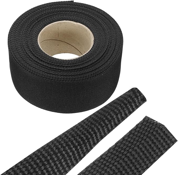 MECCANIXITY Braided Cable Sleeves Heat Shrinkable Fabric Sleeving, 1 3/8" 33ft Black 2:1 Ratio Heat Shrinkable Cord Protector for Harness Cable, Network Cable Protection, Cable Management