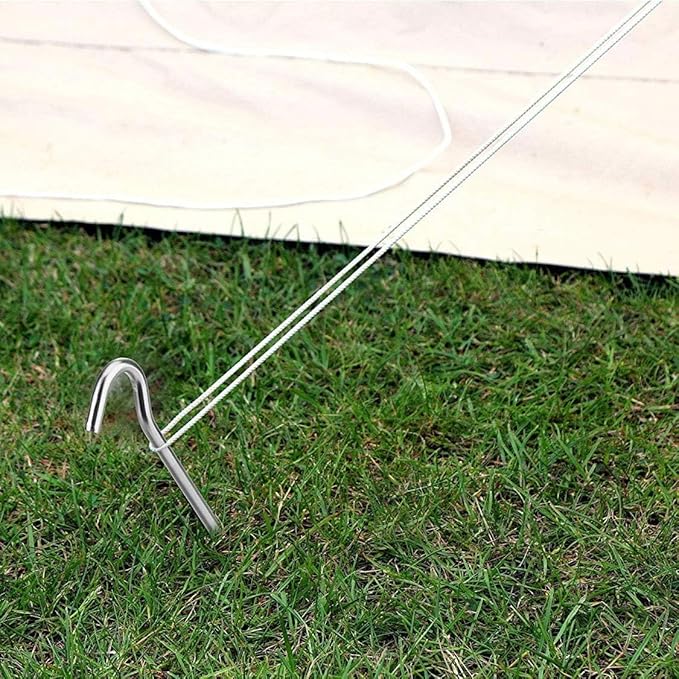 Metal Tent Stakes Heavy Duty 9 Inch, 100 Pack Anti-Rust Galvanized Steel Ground Anchors Camping Tarp Stakes for Inflatables Outdoor Decorations