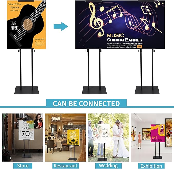 Poster Stand Heavy Duty - Adjustable Poster Stands for Display Foam Board, Double Sided Pedestal Floor Standing Sign Holder Height Up to 80 Inch, 1 Pack