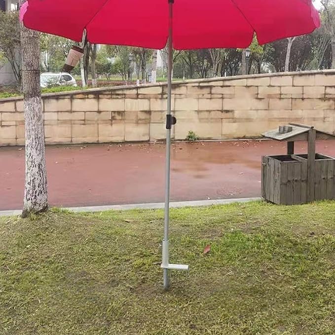 Reinforced Heavy Gauges Ground Anchors Stake with Anticorrosion Coating Suitable for Permanent Garden Umbrella Aluminum Courtyards Parasol Anchoring Base