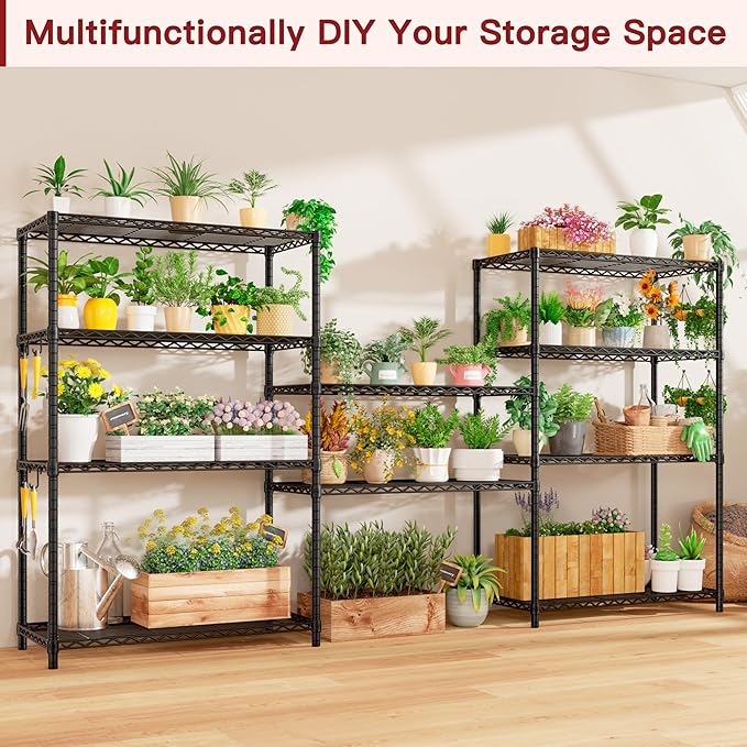PrimeZone Wire Metal Storage Shelves - 5 Tier Adjustable NSF-Certified Heavy Duty Garage Shelving Unit Organizer Rack, Steel Utility Shelf for Kitchen, Pantry, Closet, 35.5" W x 14" D x 72" H, Black