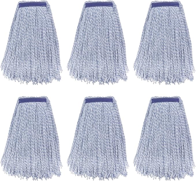 Commercial Heavy Duty Mop Heads Replacement for Rubbermaid: 6 Packs Industrial Wet Mop Head for Floor Cleaning - Commercial Products Wet Refills
