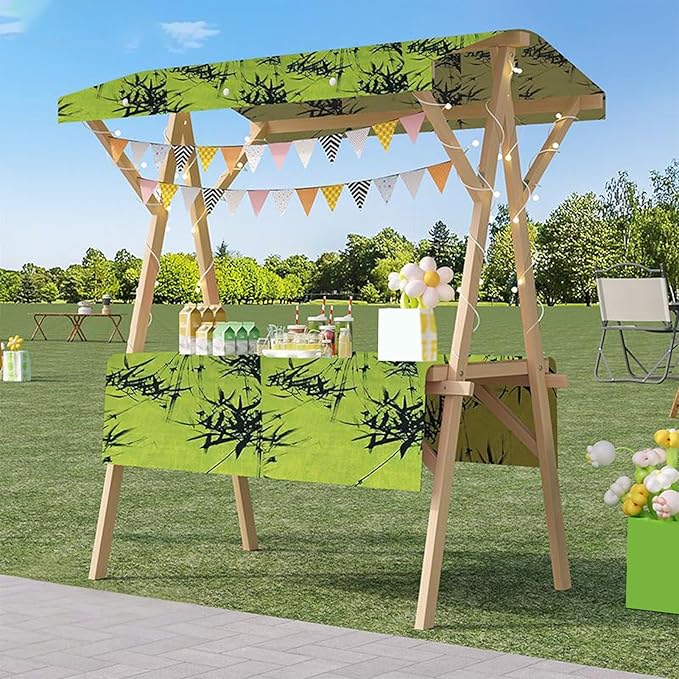 Outdoor Vendor Cart, Portable Cart with Canopy, Movable Stall Display Stand, Foldable Vending Stand Kiosk Display Trolley with Canopy, for Market, Street Food, Events(Green 6,150cm/59in)