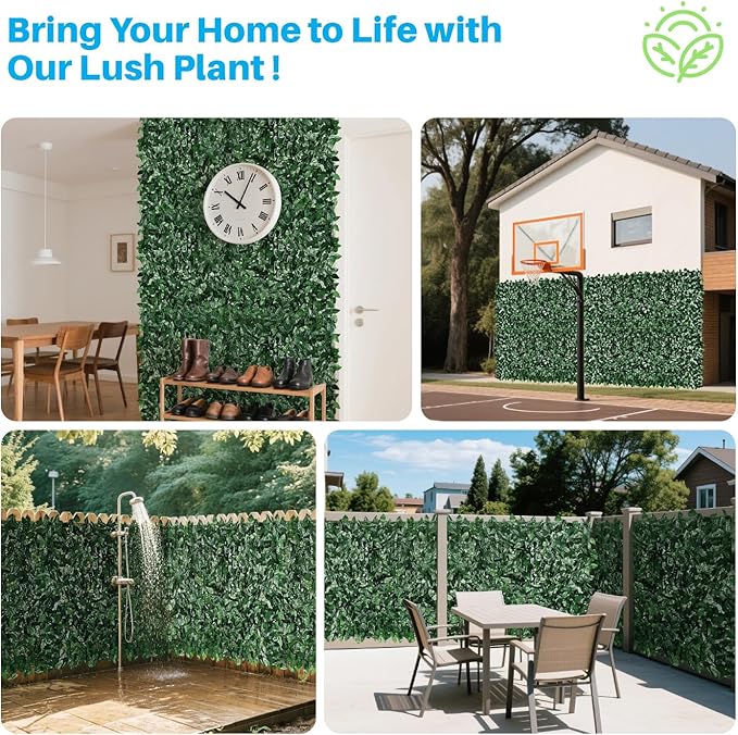 Patio Paradise 6'x48'-1Pc Faux Ivy Fence Privacy Screen Artificial Greenery Wall Backdrop,Fake Grass Wall Panels for Outside Apartment Balcony,Vine Leaf Decor for Outdoor Patio Chain Link