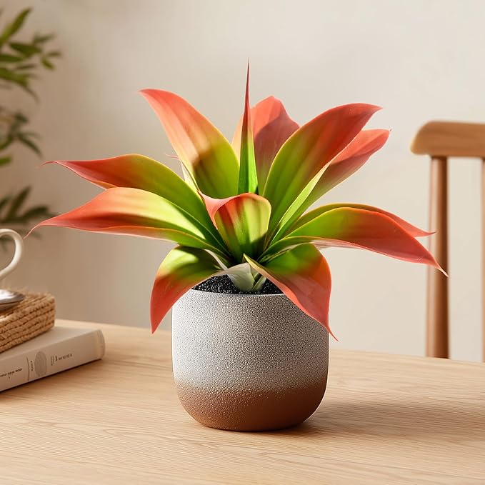 Artificial Agave Faux Agave 12.2In Fake Greenery Outdoor Artificial Plant Fake Plant for Indoor Home Decoration Plastic Plant Outdoor Decoration Front Porch Decor Simulation Plants，2Pack， Red