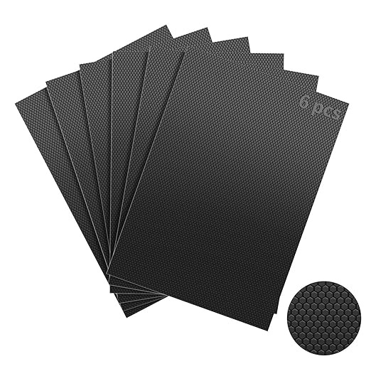 Aobrill Rubber Grip Tape, 6 Pcs Strong Adhesive Non-Slip Tape, Enhanced Cuttable, Heat Resistant, Customizable with Grip for Handles and Contact Surfaces (Black, 6In x 9In)