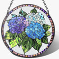 8-Inch Stained Glass Ornament, Stained Glass Window Hanging, Window Hanging Decor Suncatcher, Blue Hydrangea Ornament | Christmas, Mother's Day, Birthday | Gifts for Mom, Garden Gifts for Friends