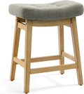 Counter Height Bar Stool for Kitchen Counter Modern Backless Barstool with Upholstered Fabric Seat and Solid Wood Leg Farmhouse 24 inch Bar Chair, Grey + Wood Color, 1pc