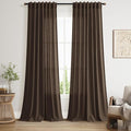Nanspring Chocolate Linen Blend Light Filtering Back Tab Curtains 102 Inches Long, Semi Sheer Privacy Drapes for Living Room & Bedroom, 52x102 inch, 2 Panels