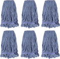 Commercial Heavy Duty Mop Heads Replacement for Rubbermaid: 6 Packs Industrial Wet Mop Head for Floor Cleaning - Commercial Products Looped End String Head Refills