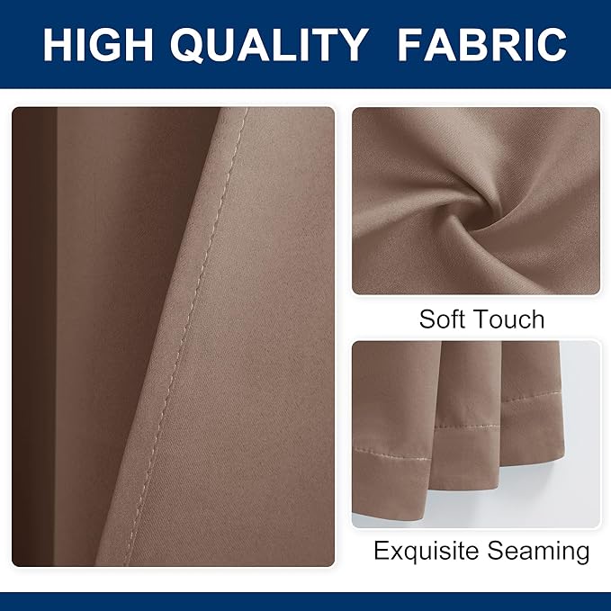 Hiasan Blackout Patio Sliding Door Curtain Extra Wide Thermal Insulated Blind Privacy Room Divider Curtain with Back Tab & Rod Pocket for Bedroom Partition Glass Door (100 x 84 Inches, Khaki)