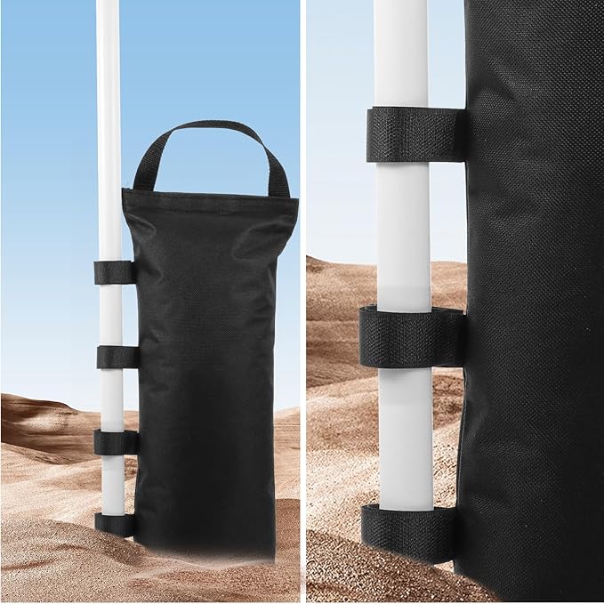 6 Pack Canopy Weight Sand Bags Black 168 LBS Large Canopy Support Frame Fixed Sandbag Windproof Sandbag Canopy Weight Bags for Instant Outdoor Sun Shelter Patio Umbrella, No Sand