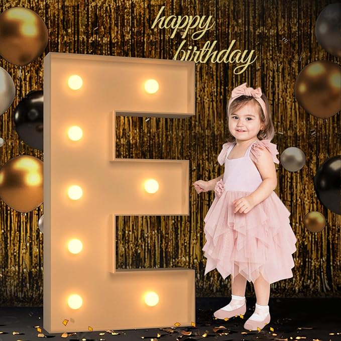 Marquee Letters 3 Feet Tall, 3FT Large Light up Letters E, Big Sign E with Warm White Light for Birthday Wedding Proposal Engagement Graduation Party Backdrop Decorations