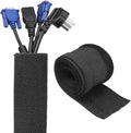uxcell Hook and Loop Cable Management Sleeve, 10ft x 0.6 Inch Flexible Cable Wrap Cover Wire Hider, Cord Organizer and Cable Protectors for Desk TV Computer, Black