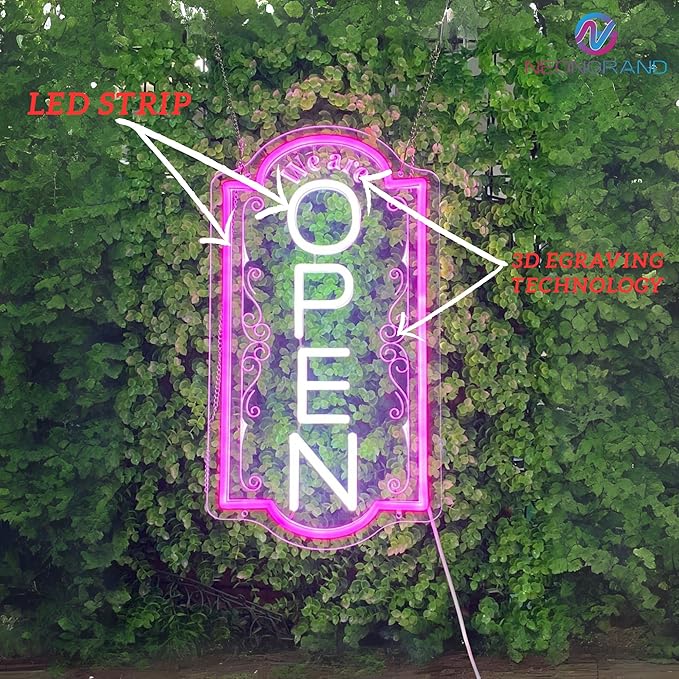 Vertical open sign Vertical Open Led Sign Neon Sign business window light vertical open signs for business (Mix color 2 SUPER LARGE SIZE 40x22")