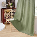 NICETOWN Linen Sage Green Curtains Waffle Weave for Bedroom, Privacy Jacquard Drapes Light Filtering Window Treatments for Living Room, Angora, W52 x L90, 2 Panels