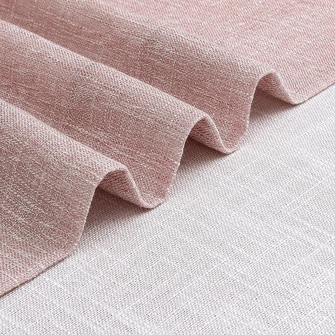 Vision Home Pink Pinch Pleated Semi Sheer Curtains for Girls Bedroom Living Room Textured Light Filtering Window Curtains 95 inch Rayon Blended Pinch Pleat Pink Drapes with Hooks 2 Panels 40" Wx95 L