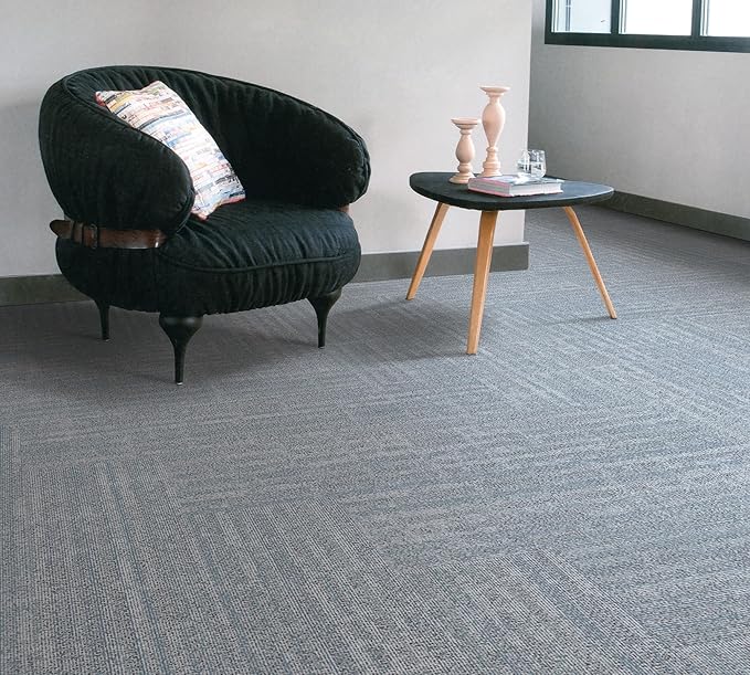jxgzyy Commercial Carpet Tiles, 20×20 Inch, 0.31'' Padded Carpet Squares for Under Furniture, Non-Adhesive Carpet Flooring with Textured Silicone Back, Easy DIY, Renter-Friendly, 4 Pcs/10.8 Sqft