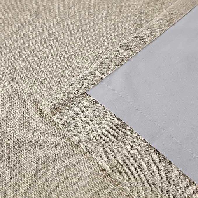 Vision Home Sand Pinch Pleated Full Blackout Curtains Linen Blended Room Darkening Window Curtains 84 inch for Living Room Bedroom Thermal Insulated Pinch Pleat Drapes with Hooks 2 Panel 40" Wx84 L