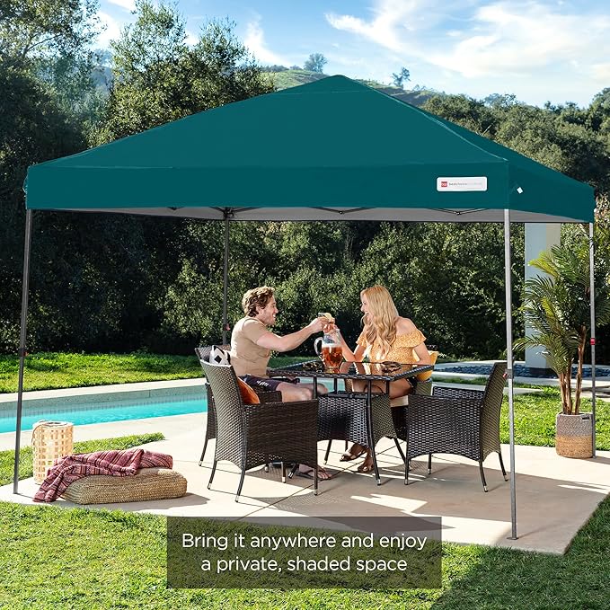 Best Choice Products 10x10ft 1-Person Setup Pop Up Canopy Tent Instant Portable Shelter w/ 1-Button Push, Case, 4 Weight Bags - Cerulean