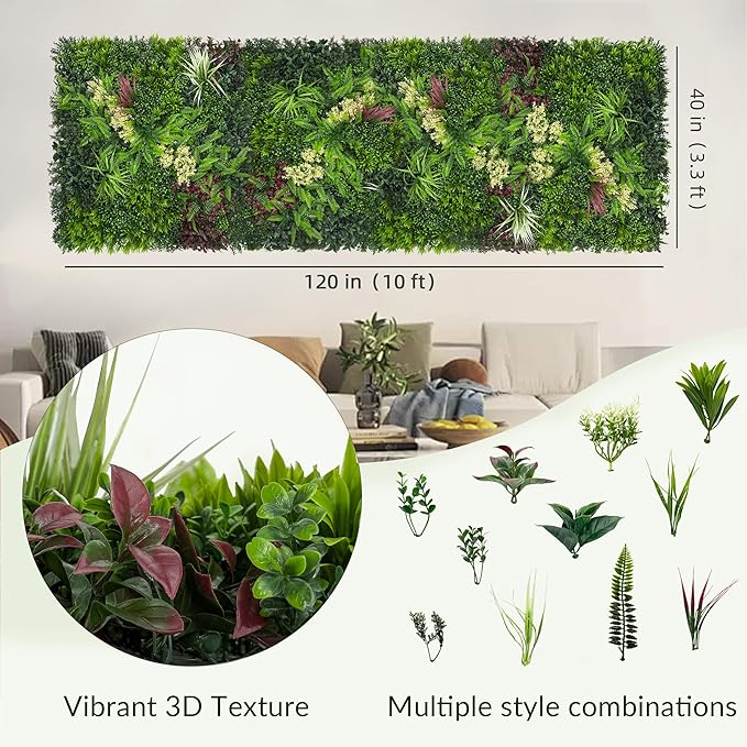 Artificial Ivy Wall Boxwood Roll: 40"x120" UV Resistant Green Leaves Faux for Interior Backdrop,Garden and Indoor Outdoor Wall&Fence Covering Privacy, Party Wall Fence Decor