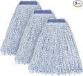 MATTHEW CLEANING Looped-Open Cotton Wet Mop 1.25'' Universal Headband Heavy Duty Commercial Mop Head Replacement for indoor and outdoor Use,Grease Stain Floor Cleaning String Mop Head Refill Pack of 3